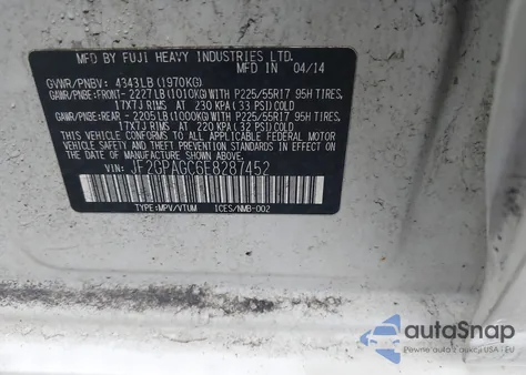 2014 Subaru Xv Crosstrek 2.0I Limited z USA, uszkodzony, nr VIN JF2GPAGC6E8287452